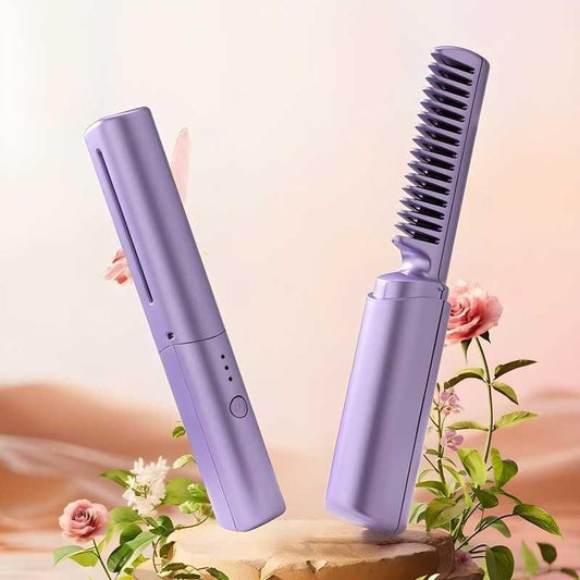 Meneflix Portable Mini Cordless Hair Straightener – Rechargeable Hot Comb