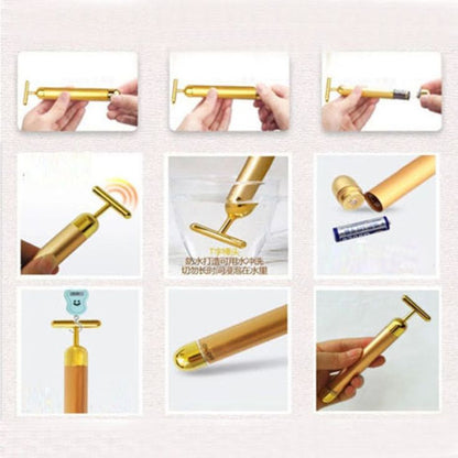 24K Gold Energy Beauty Bar – Electric Facial Massage Roller
