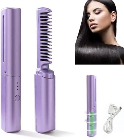 Meneflix Portable Mini Cordless Hair Straightener – Rechargeable Hot Comb